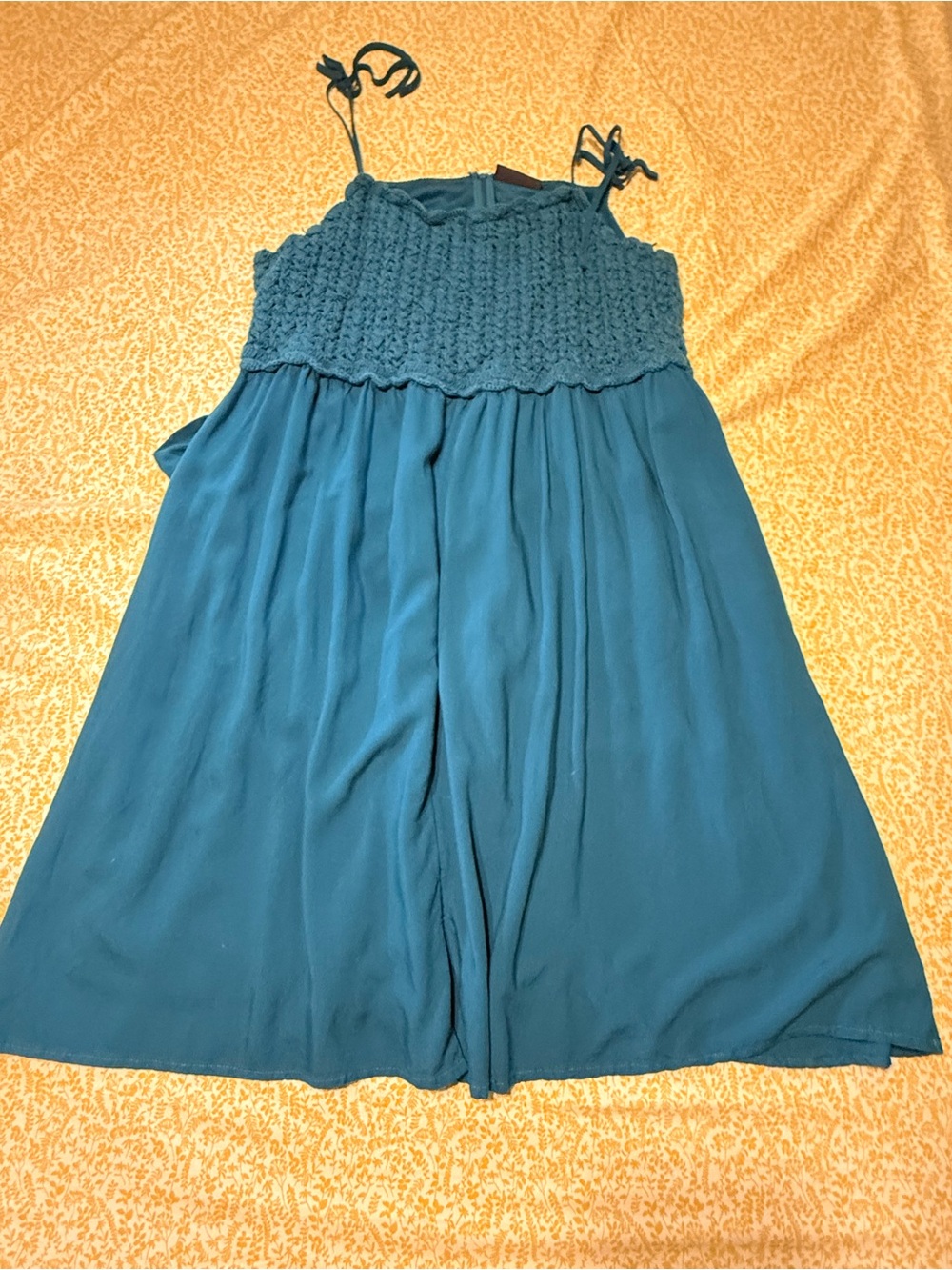 Teal Smocked Bodice Summer Dress